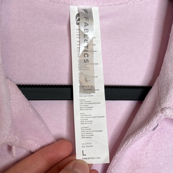 Fabletics Terry Long-Sleeve Cut-Out Top-‎ Sz L - Picture 4 of 5